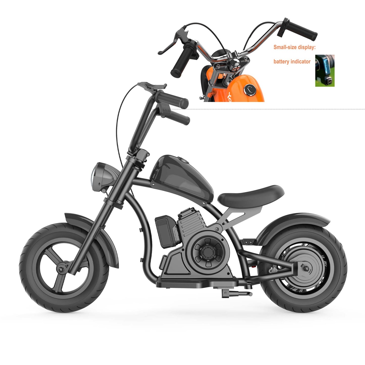 “Youmota Kids Electric Ride-On Motorcycle – 12” Air Tires, LED Lights, 10MPH, 150lb Max, Twist-Grip Throttle, Sound Effects – Black”