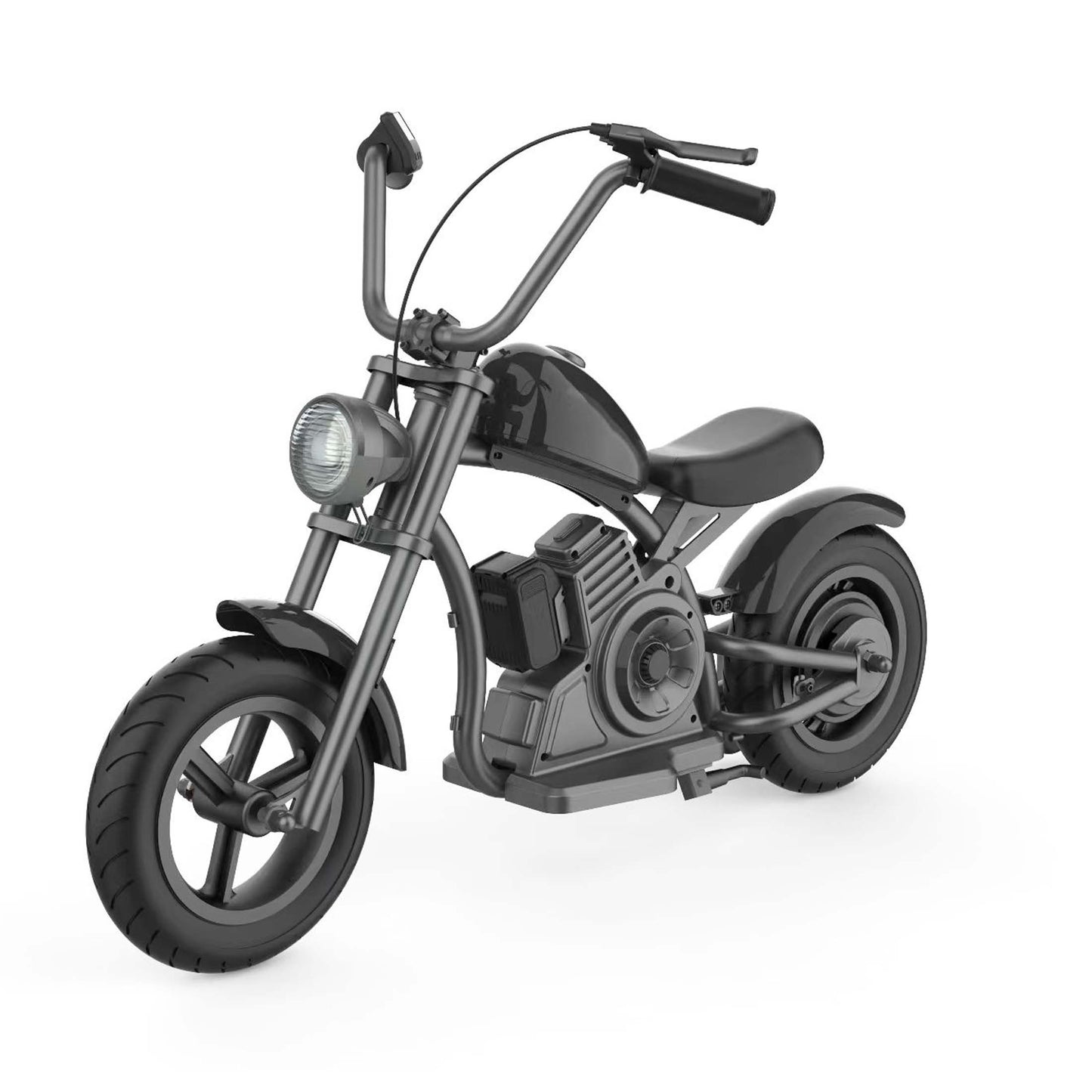 “Youmota Kids Electric Ride-On Motorcycle – 12” Air Tires, LED Lights, 10MPH, 150lb Max, Twist-Grip Throttle, Sound Effects – Black”
