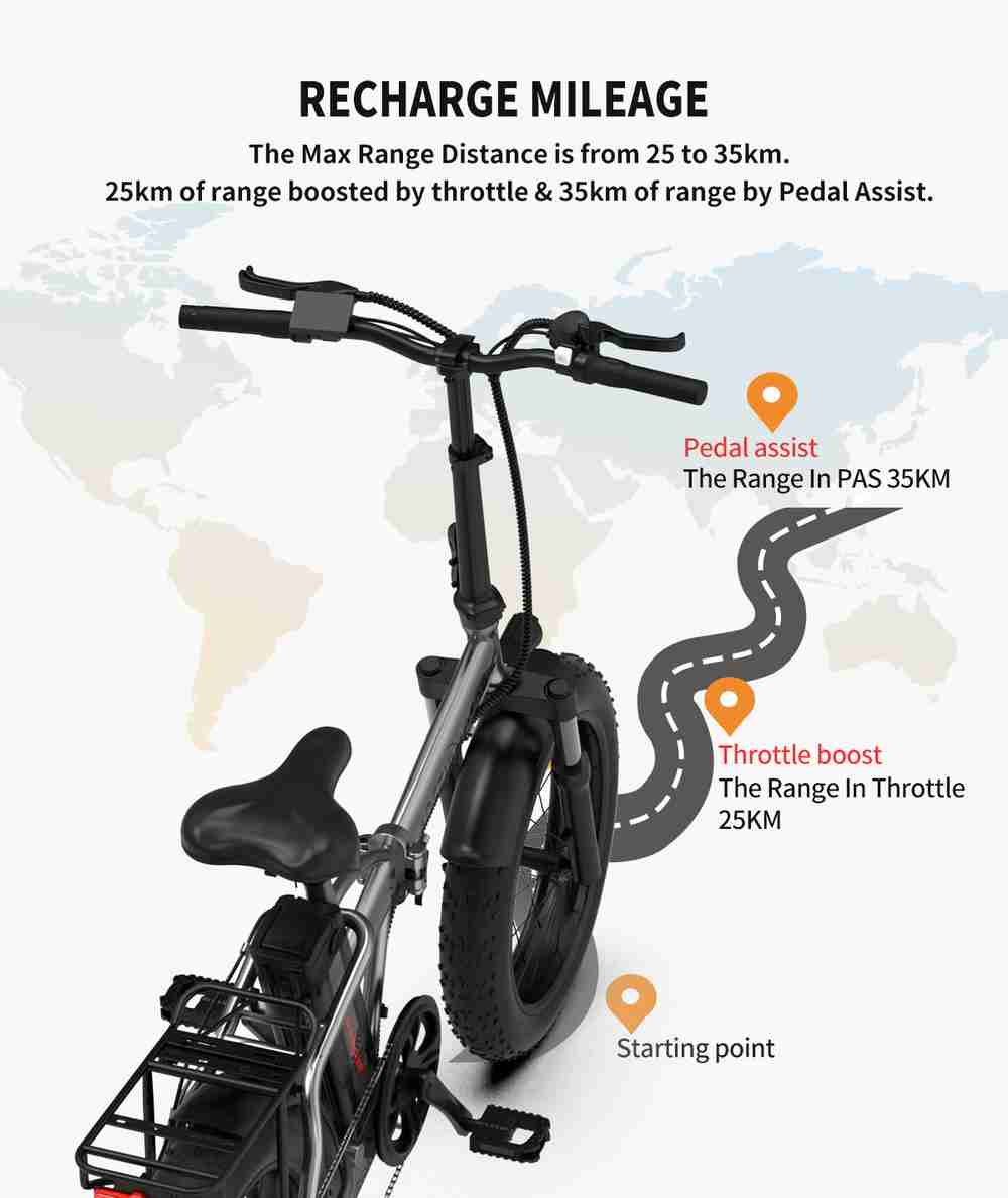20x4.0 Inch Foldable Fat Tire Electric Bike – 48V 12.5Ah Battery, Dual Disc Brakes & Extended Range