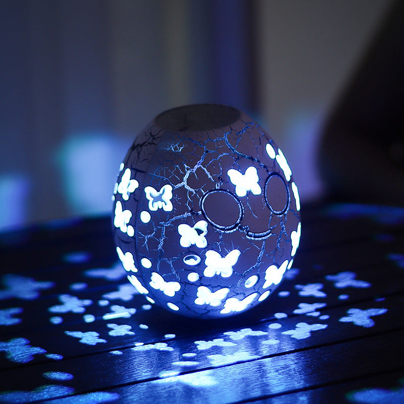 Cracked LED Goose Egg Lamp RGB Tumbler | Rechargeable Mood Light Cup with Touch Control and Color-Changing Design