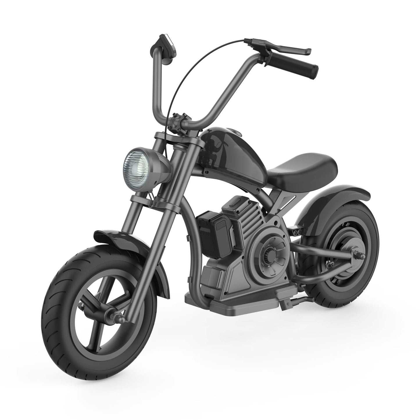 “Youmota Kids Electric Ride-On Motorcycle – 12” Air Tires, LED Lights, 10MPH, 150lb Max, Twist-Grip Throttle, Sound Effects – Black”