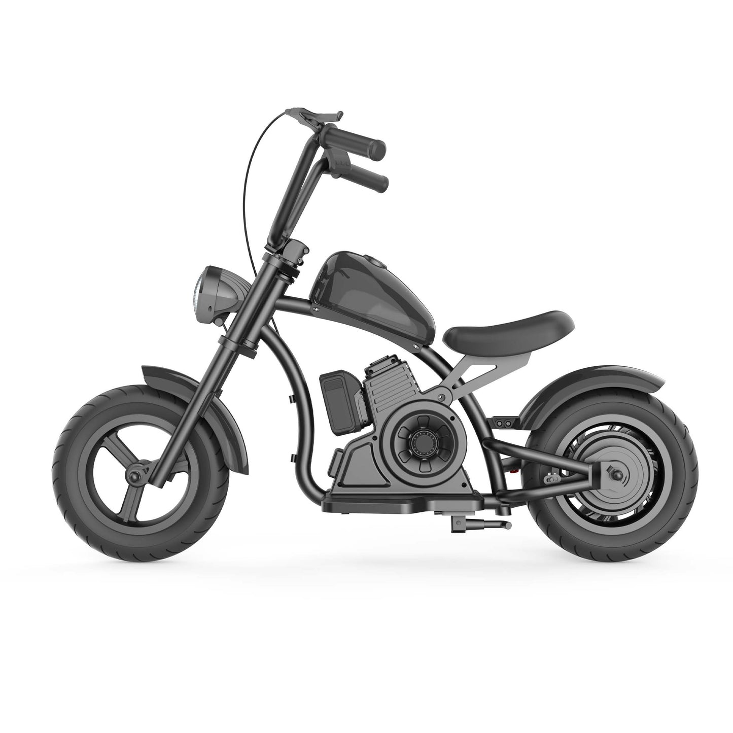 “Youmota Kids Electric Ride-On Motorcycle – 12” Air Tires, LED Lights, 10MPH, 150lb Max, Twist-Grip Throttle, Sound Effects – Black”