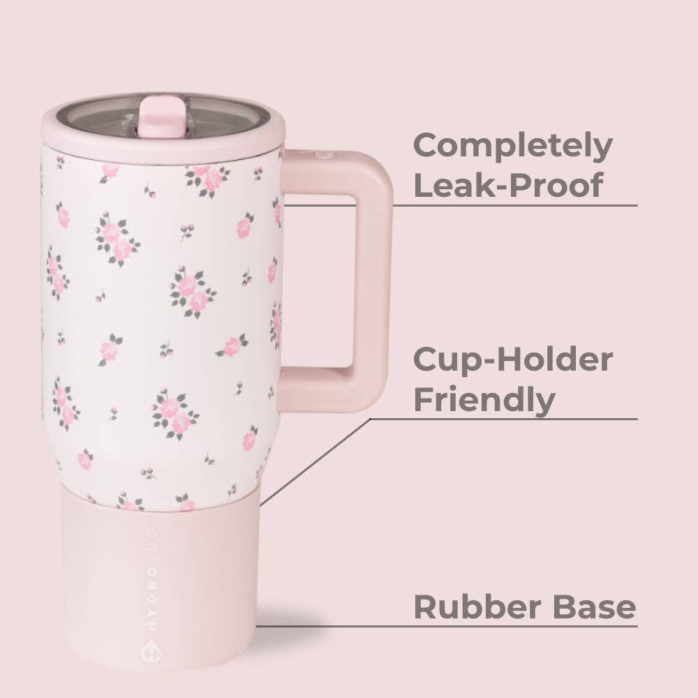 Back to School Personalized Wildrose Floral 20oz Hydrojug™ – Laser Engraved Tumbler with Flip Straw