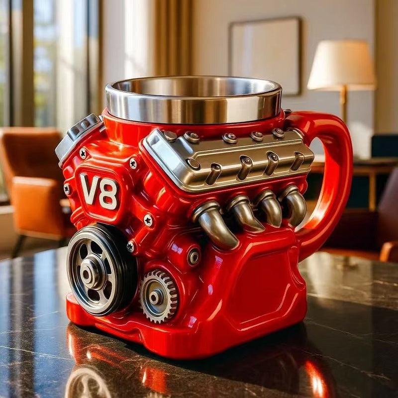 V8 Engine Stainless Steel Coffee Mug – Gearhead-Approved Hot & Cold Travel Cup for Car Lovers