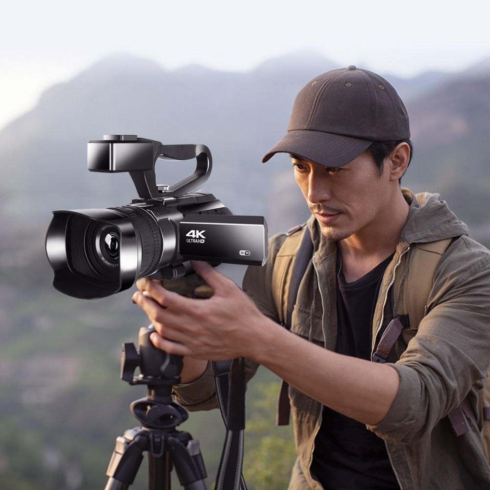 4K HD Handheld Camcorder – Vlogging & Conference Video Camera with Dual Mic and Anti-Shake