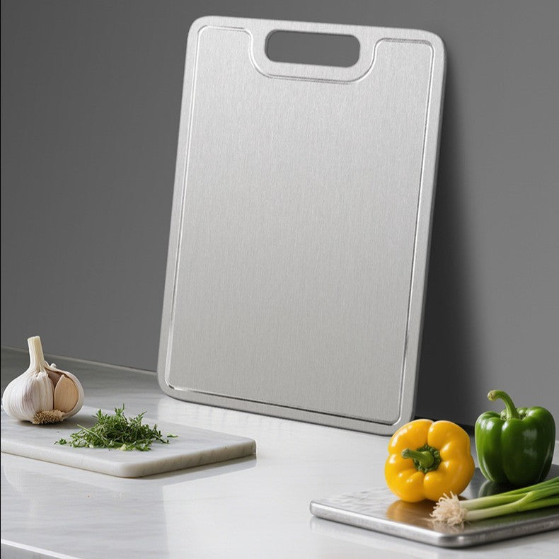 Pure Titanium Cutting Board – Durable Chopping Board with Drain Holes, Portable & Rust-Proof