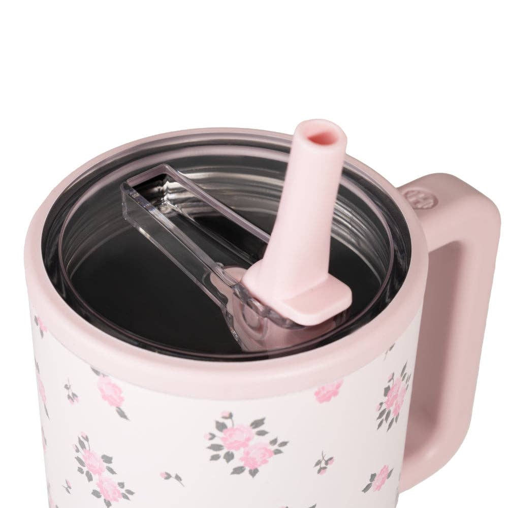 Back to School Personalized Wildrose Floral 20oz Hydrojug™ – Laser Engraved Tumbler with Flip Straw