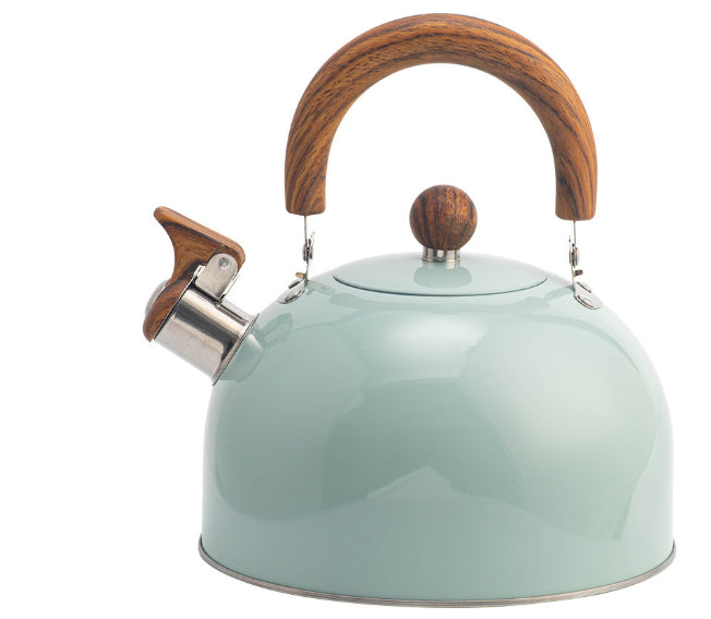 Stainless Steel Sky Gray Whistle Kettle with Folding Handle – Fast Boil, Heat-Resistant Design