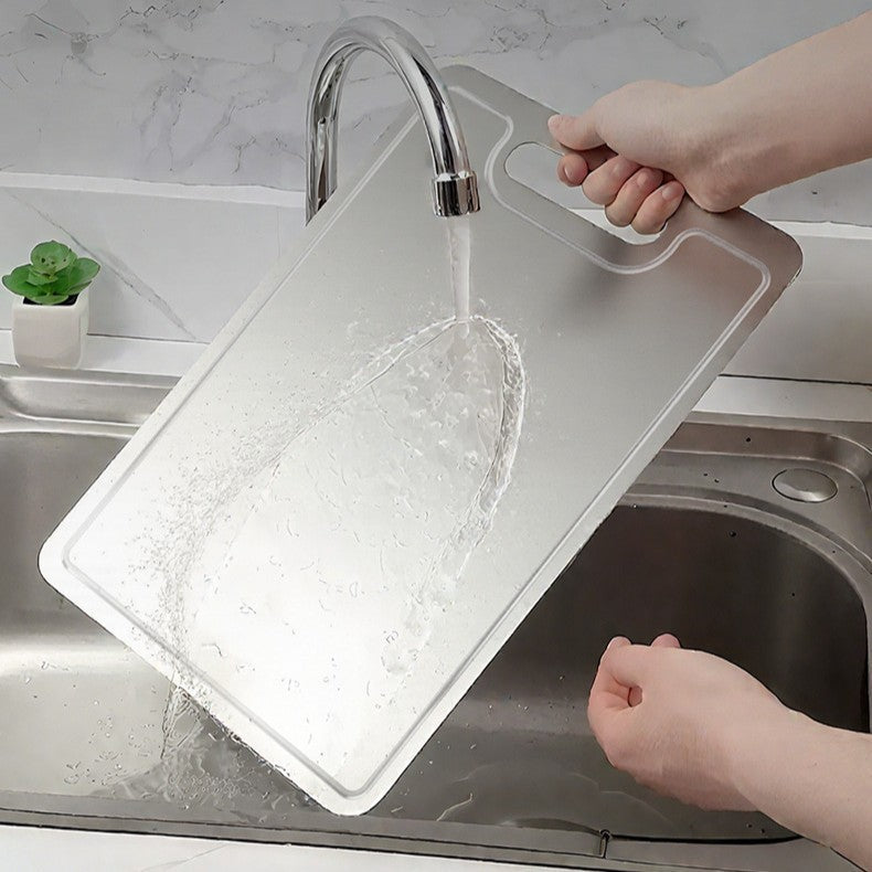 Pure Titanium Cutting Board – Durable Chopping Board with Drain Holes, Portable & Rust-Proof