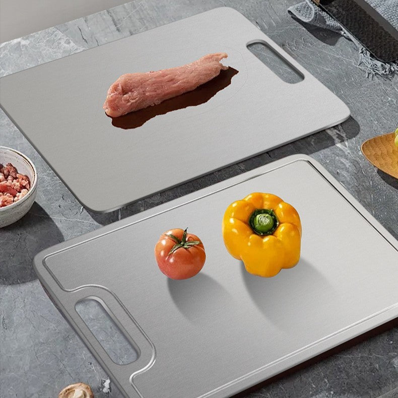 Pure Titanium Cutting Board – Durable Chopping Board with Drain Holes, Portable & Rust-Proof