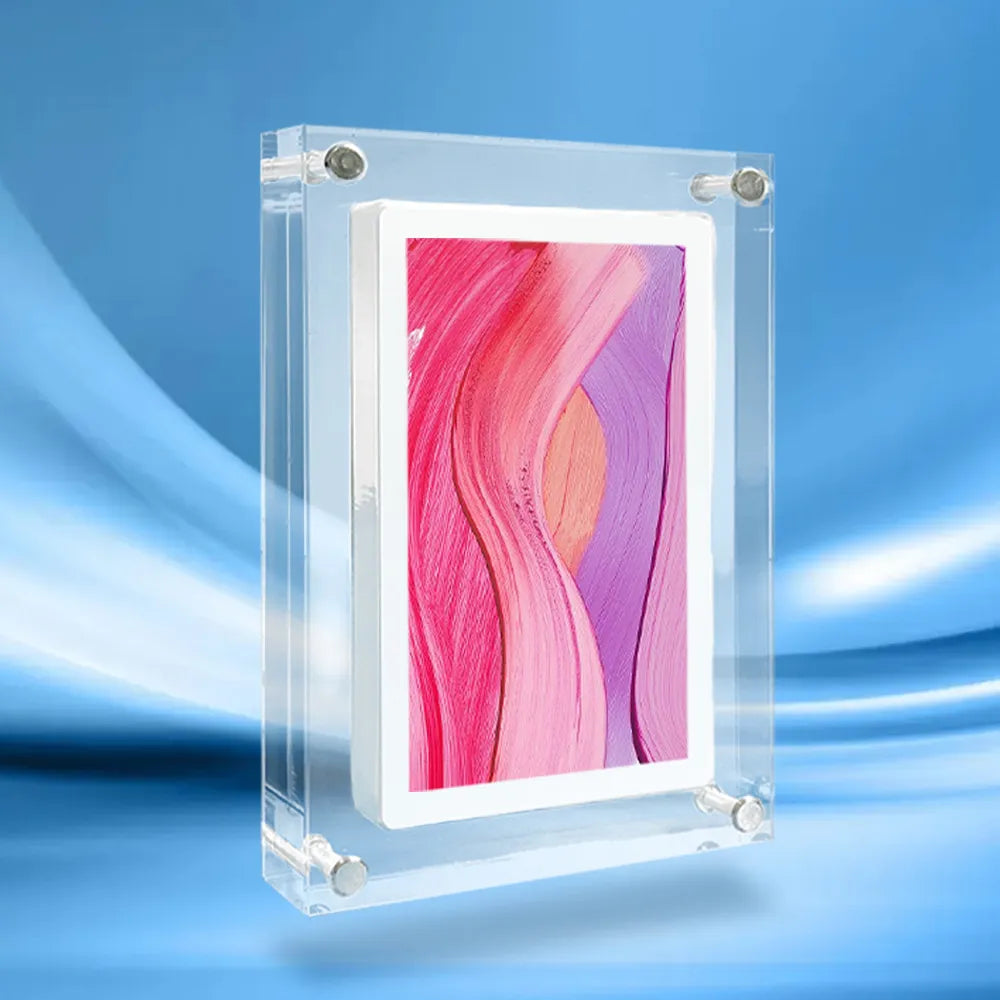 Acrylic Digital Photo Frame 5/7” IPS Display, 1000mAh Battery, 2GB Memory, Vertical Portable Design