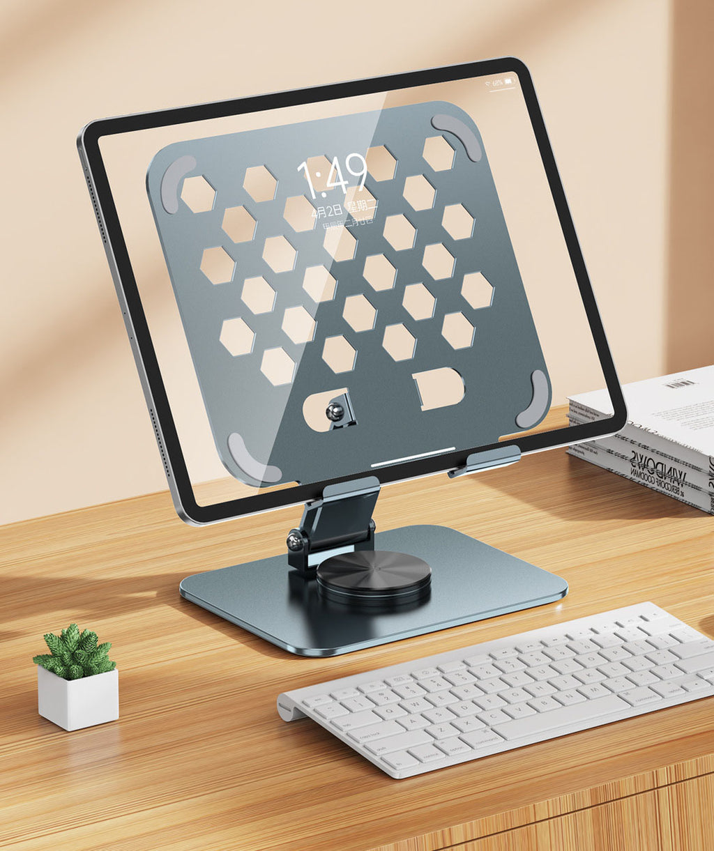 360° Rotating Foldable Tablet & Phone Stand – All-Metal Universal Holder