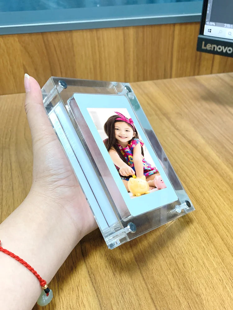 Acrylic Digital Photo Frame 5/7” IPS Display, 1000mAh Battery, 2GB Memory, Vertical Portable Design