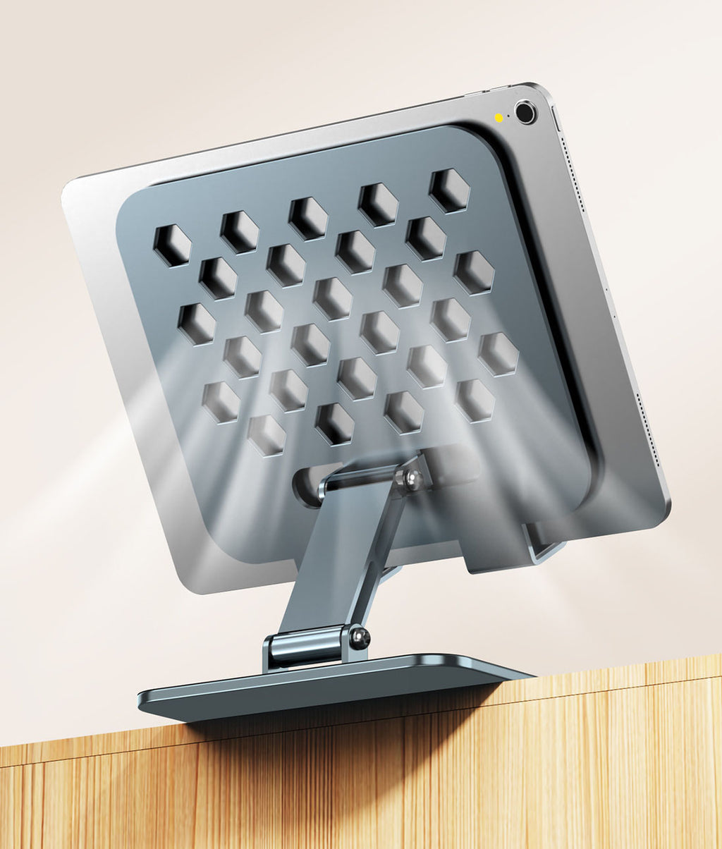 360° Rotating Foldable Tablet & Phone Stand – All-Metal Universal Holder