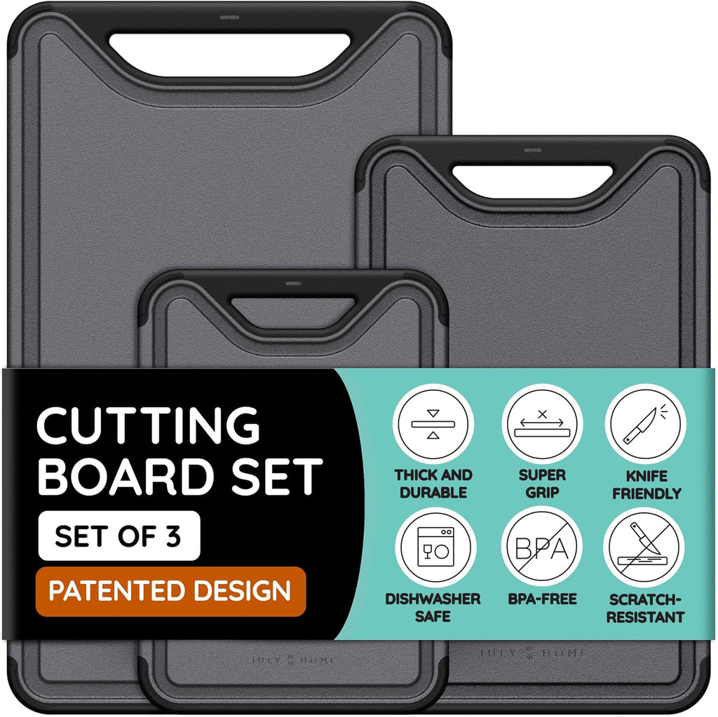 Cutting Board Set of 3, Black/Gray