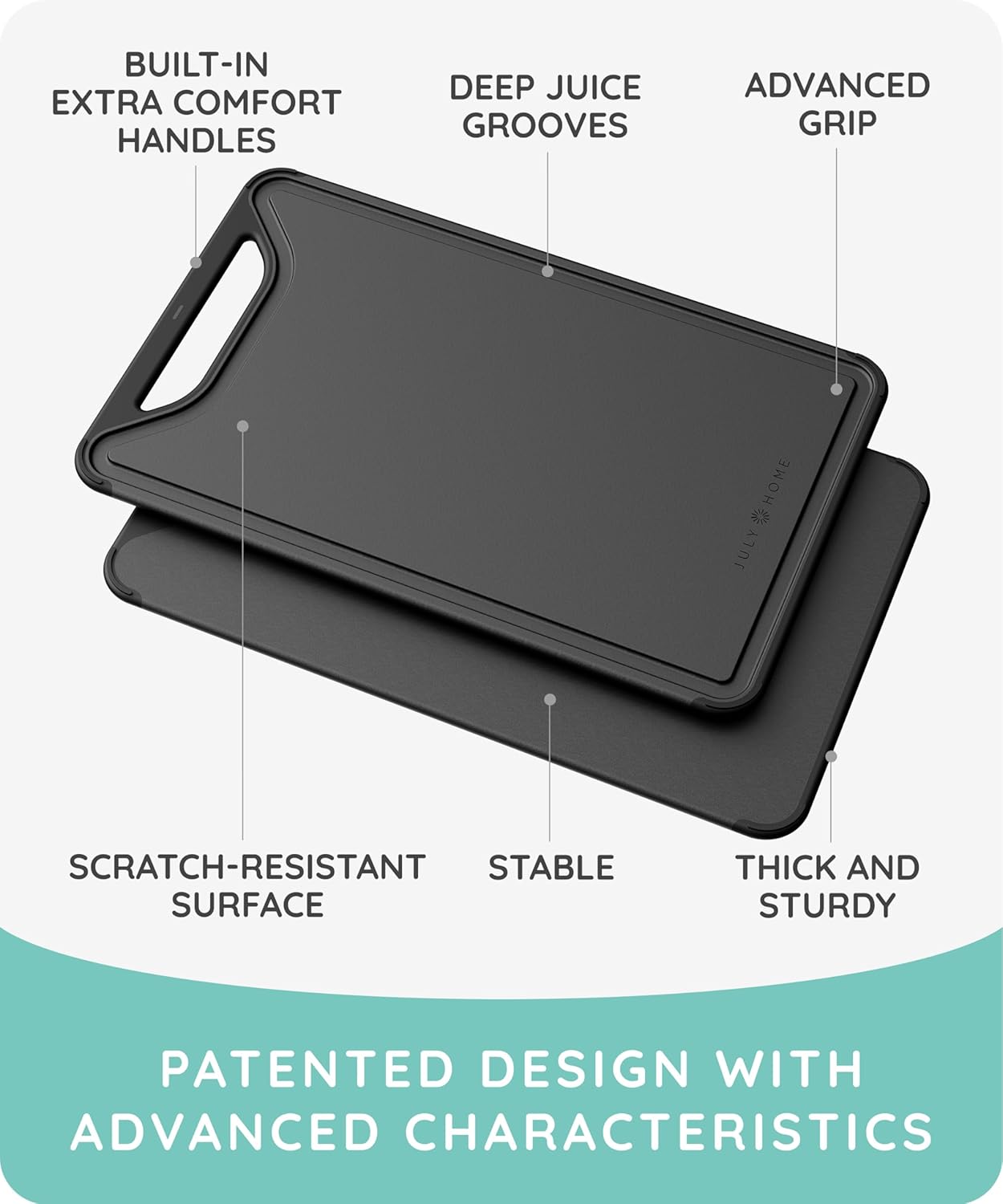 Cutting Board Set of 3, Black/Gray