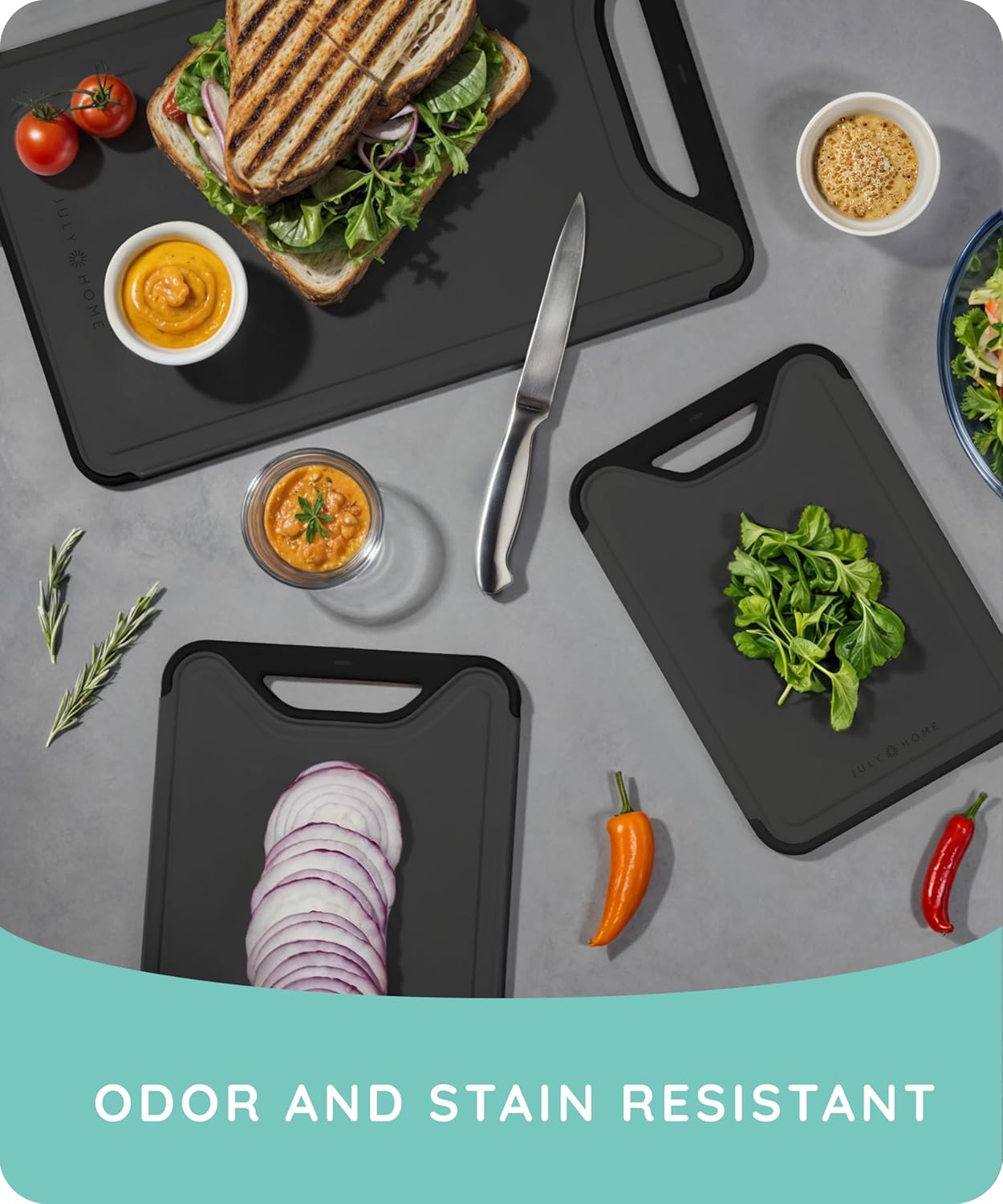 Cutting Board Set of 3, Black/Gray