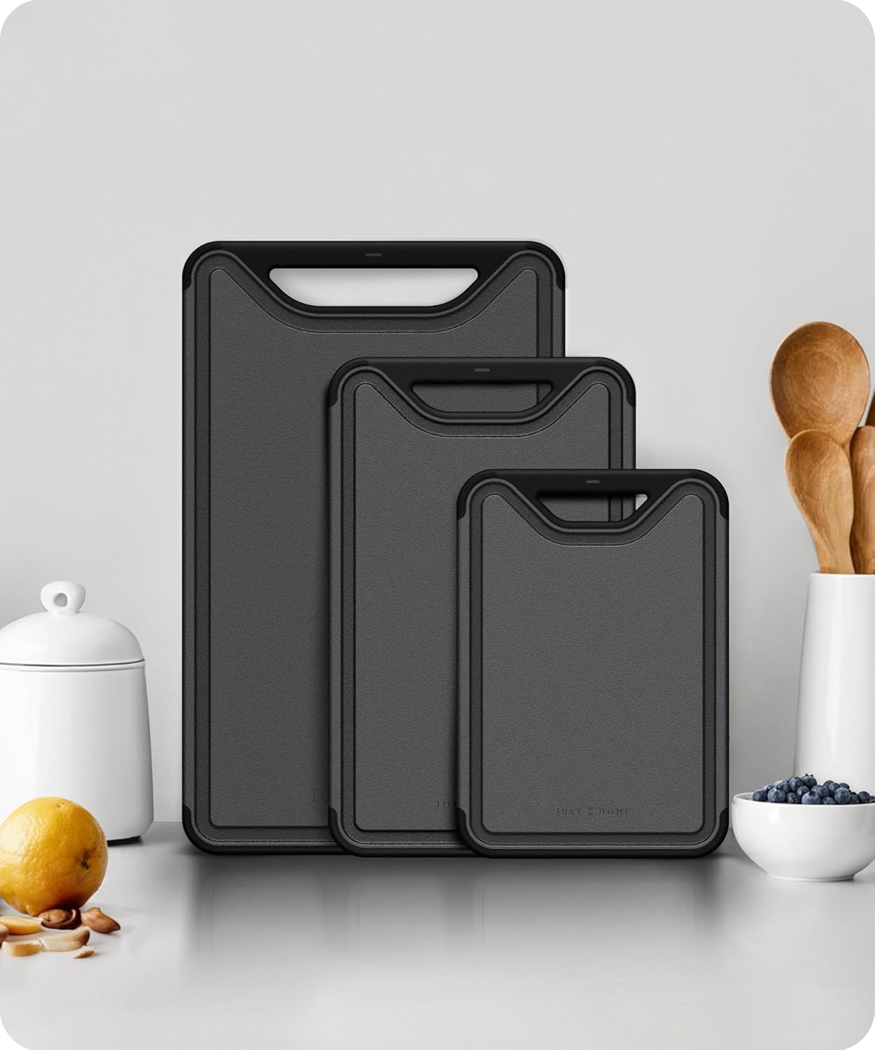 Cutting Board Set of 3, Black/Gray