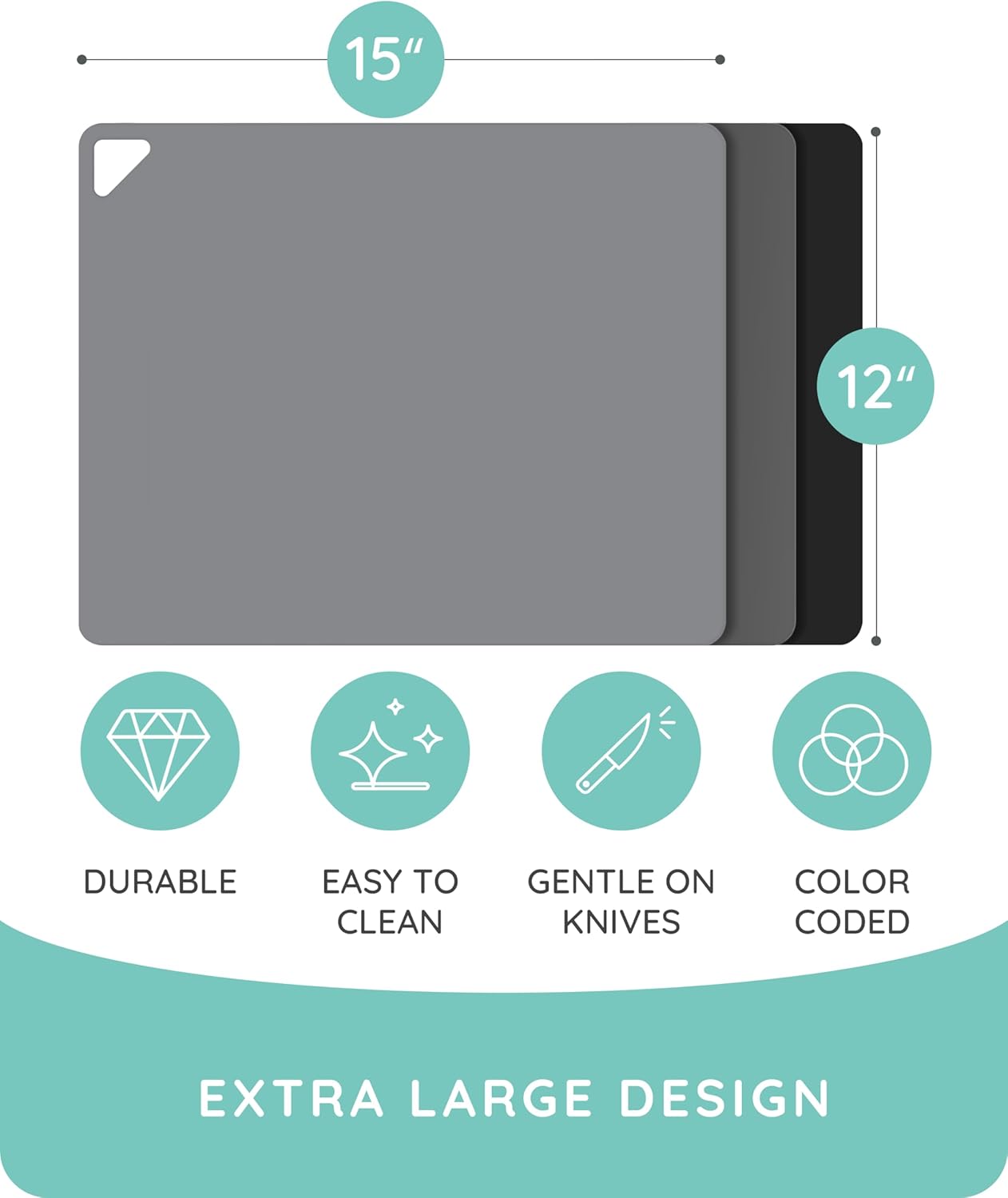 Flexible Cutting Mats Set of 3, Gray