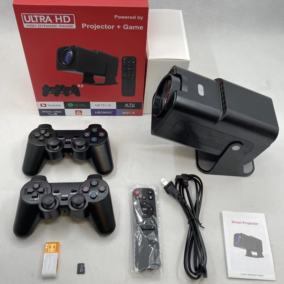 “F600 32GB Android Wireless 4K Projector 1080P Full HD, 180° Portable Home & Outdoor Cinema”