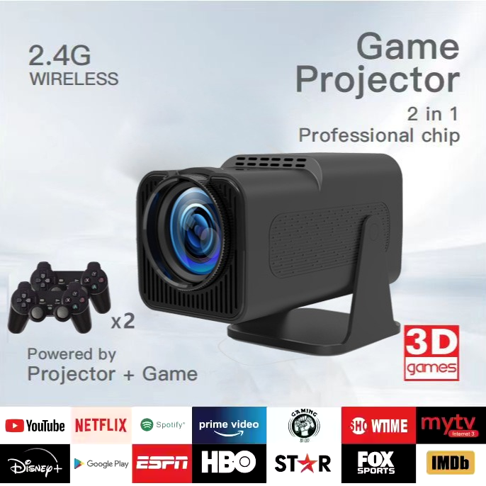 “F600 32GB Android Wireless 4K Projector 1080P Full HD, 180° Portable Home & Outdoor Cinema”