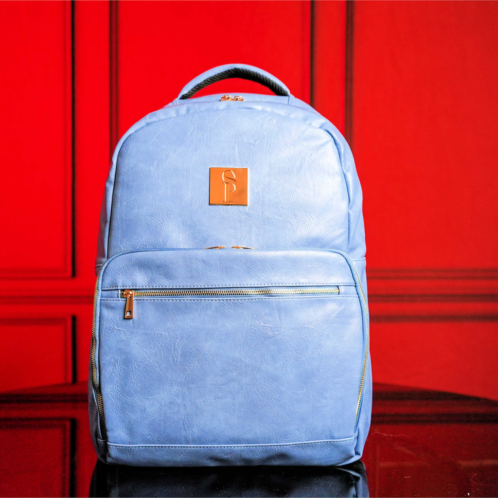 Baby Blue Leather Commuter Bag
