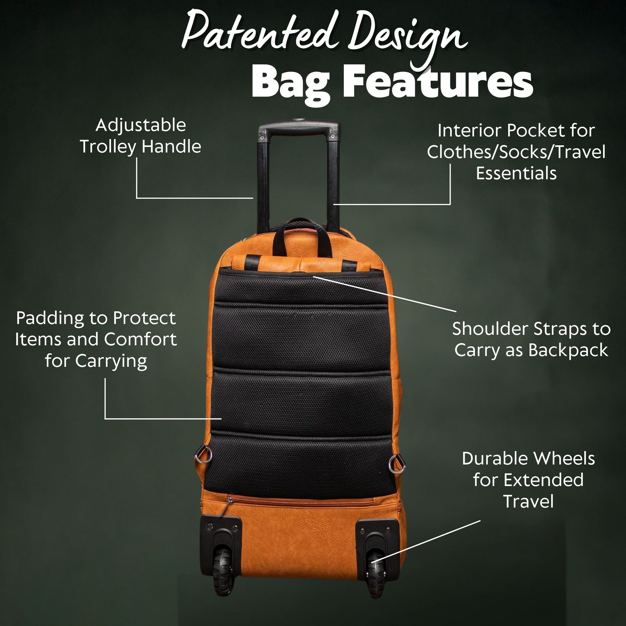 Brown Leather Carry-On Patented Roller Bag (Only 150 Made) (Only 2 Available at I Got It First)
