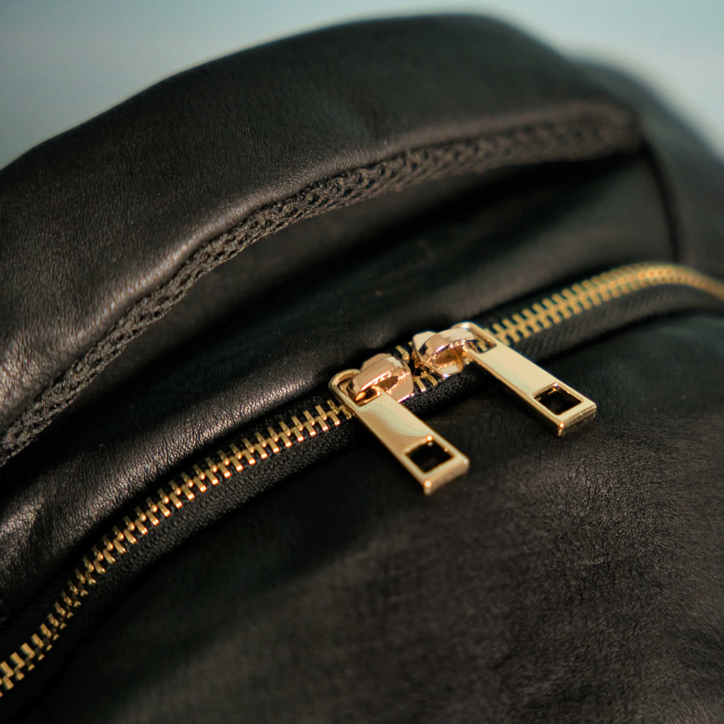 Black Leather Commuter Bag