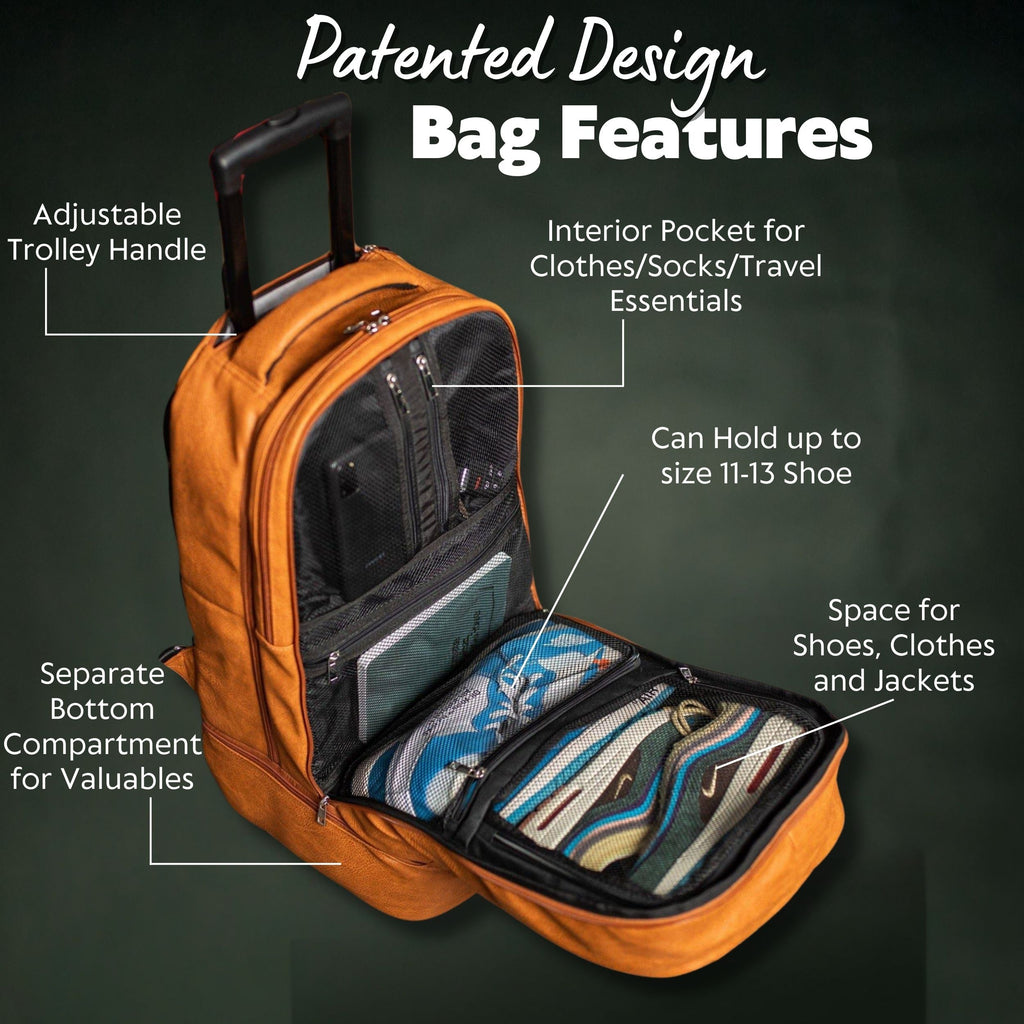 Brown Leather Carry-On Patented Roller Bag (Only 150 Made) (Only 2 Available at I Got It First)