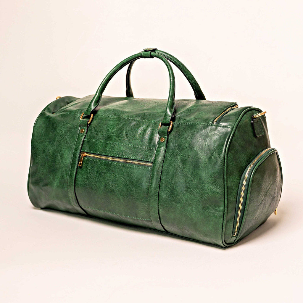 Emerald Green Leather Weekender Duffle Bag. (Only 8 Available at I Got It First)