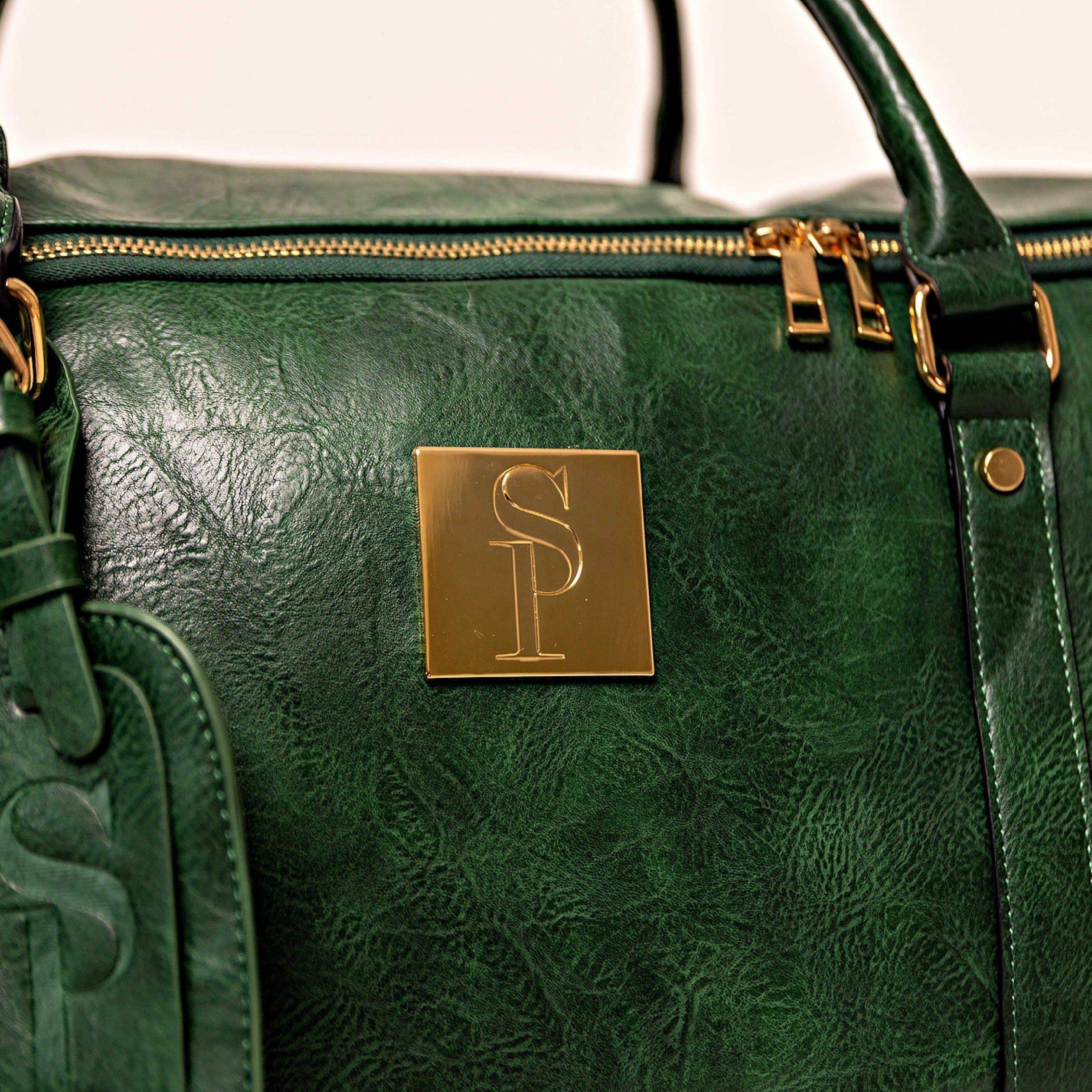 Emerald Green Leather Weekender Duffle Bag. (Only 8 Available at I Got It First)