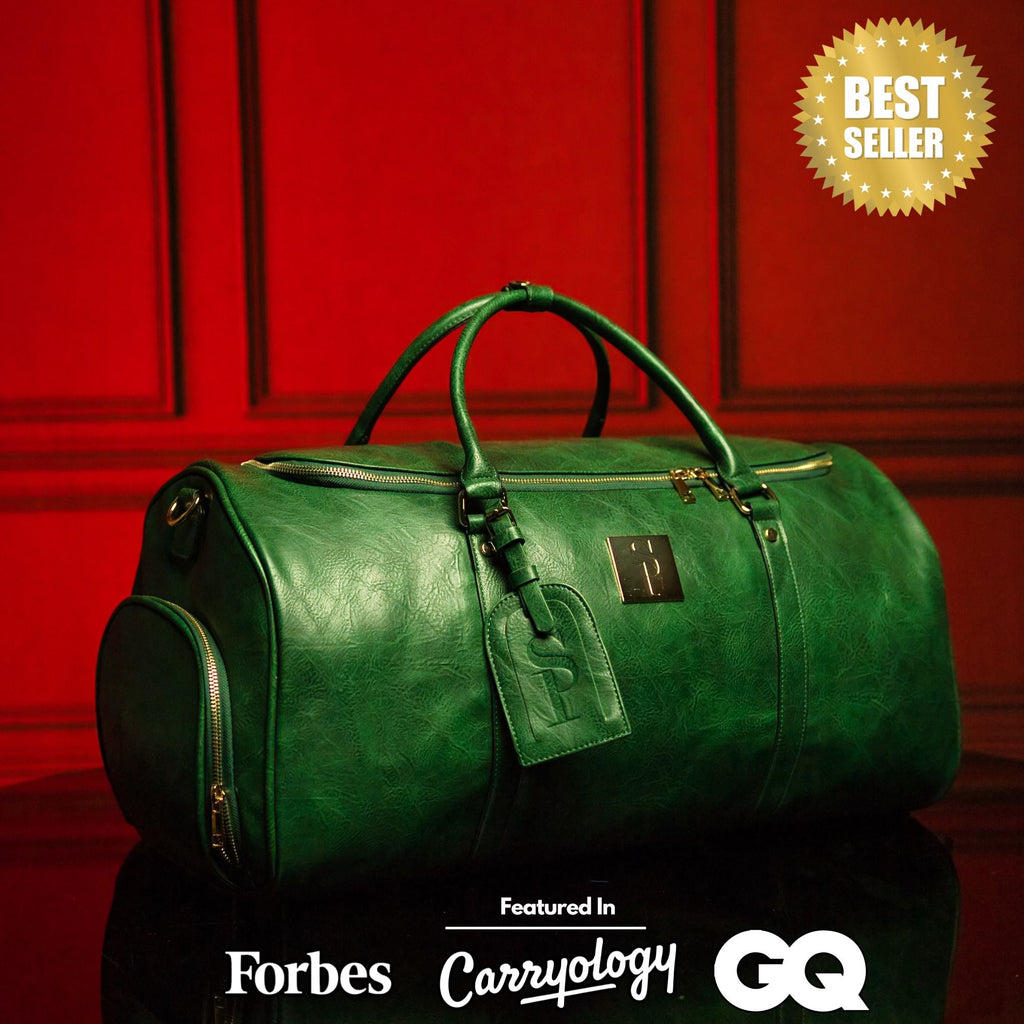 Emerald Green Leather Weekender Duffle Bag. (Only 8 Available at I Got It First)