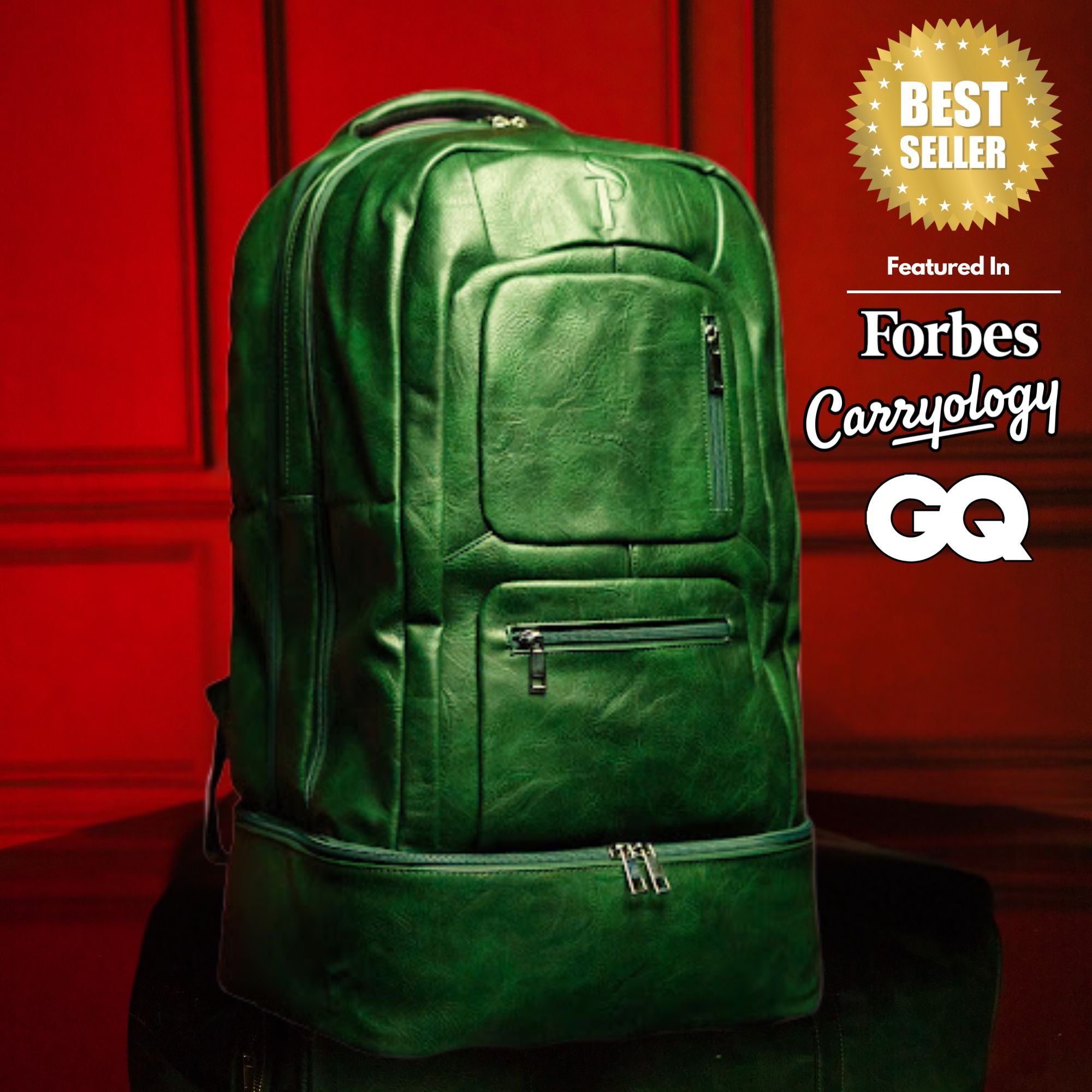 SEO Title: Emerald Green Leather Carry-On Backpack - Limited Edition (Only 300 Made)