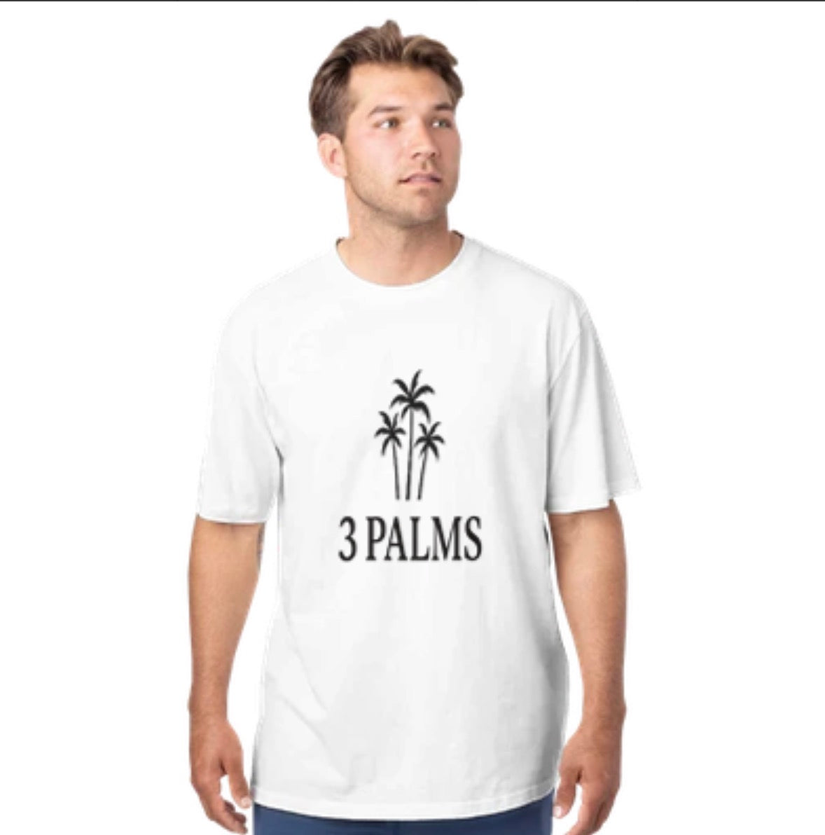 The 3 Palms Tee — White Mist