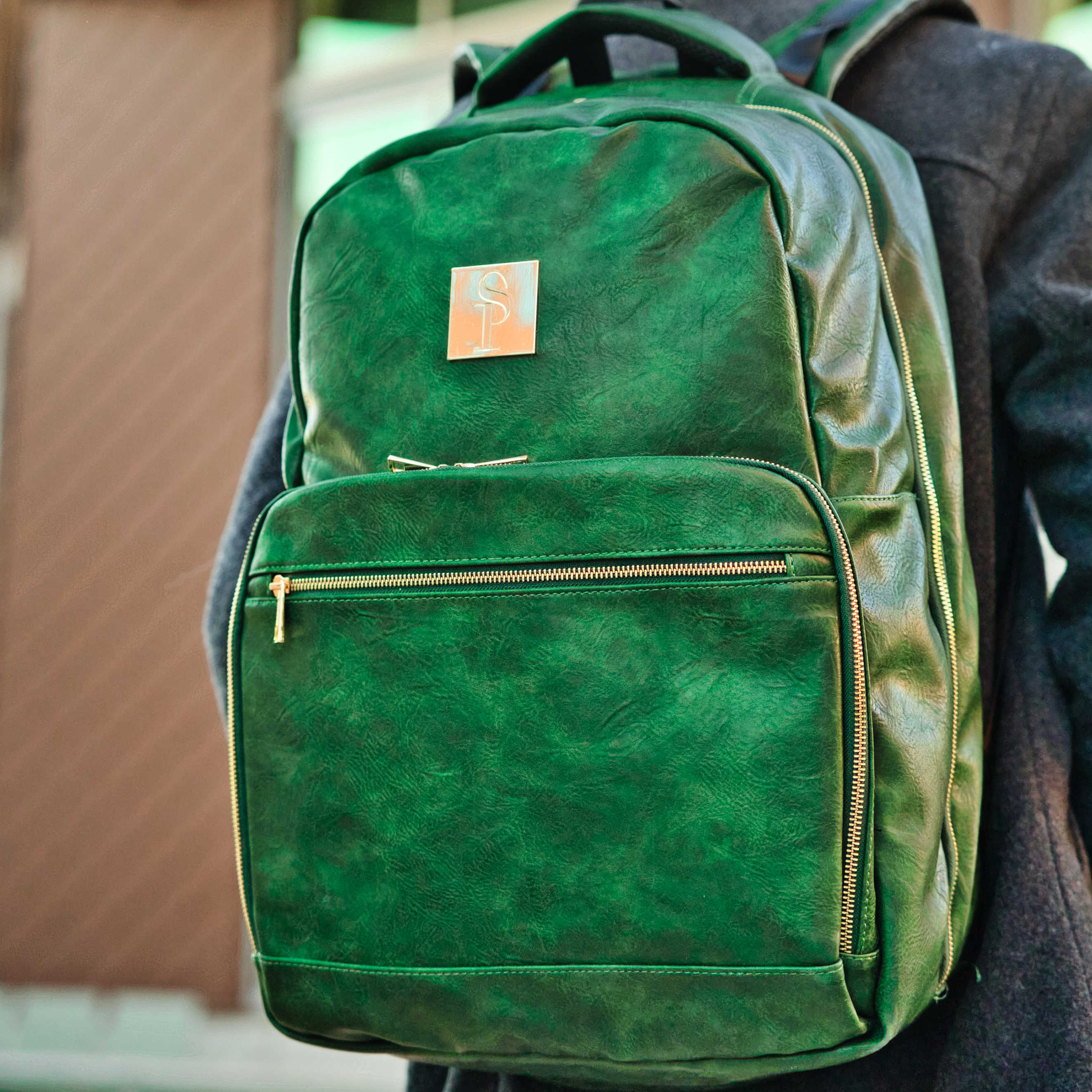 Emerald Green Leather Commuter Bag (XL Design)