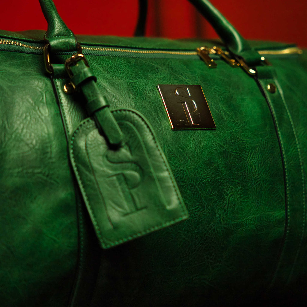 Emerald Green Leather Weekender Duffle Bag. (Only 8 Available at I Got It First)