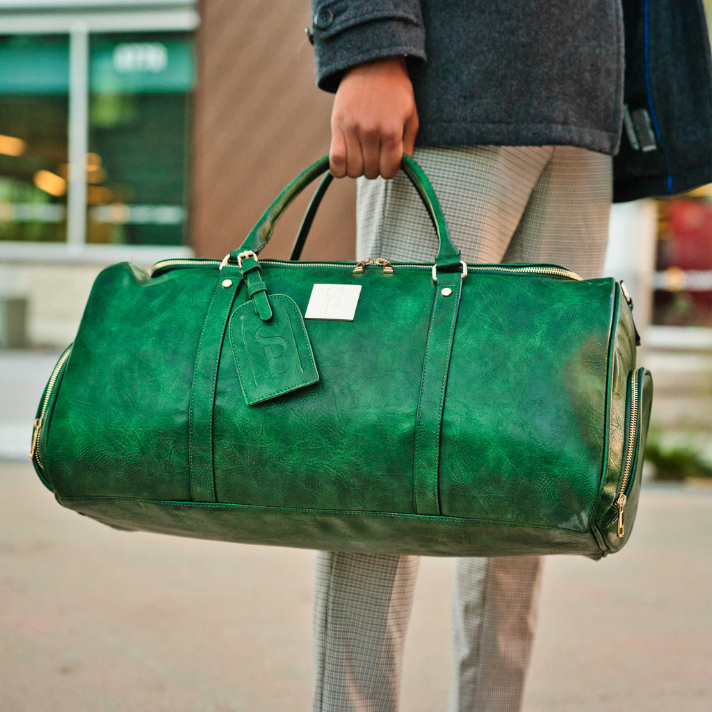 Emerald Green Leather Weekender Duffle Bag. (Only 8 Available at I Got It First)