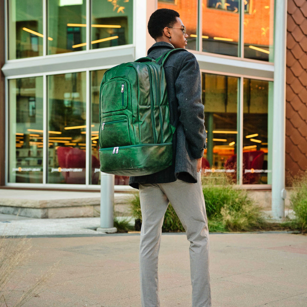 SEO Title: Emerald Green Leather Carry-On Backpack - Limited Edition (Only 300 Made)
