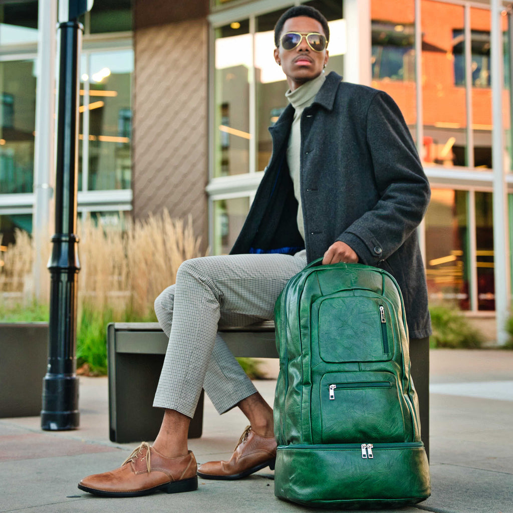 SEO Title: Emerald Green Leather Carry-On Backpack - Limited Edition (Only 300 Made)