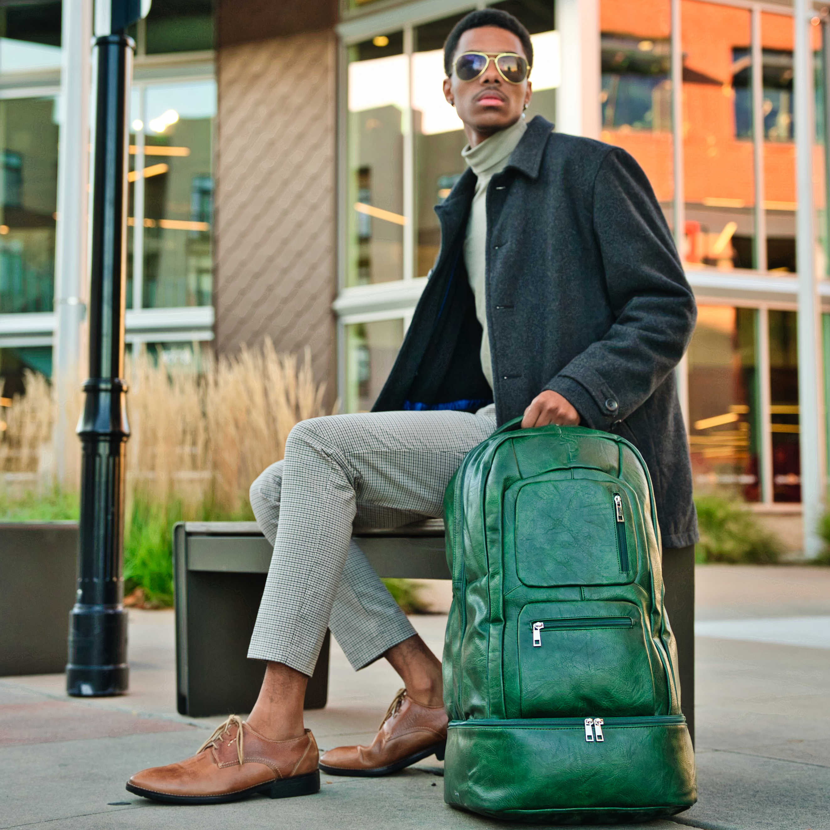 SEO Title: Emerald Green Leather Carry-On Backpack - Limited Edition (Only 300 Made)