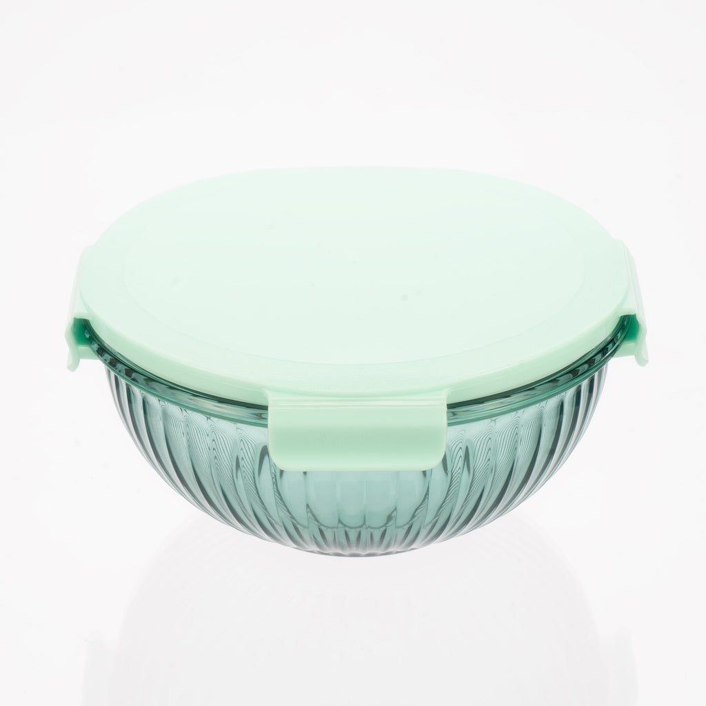 Borosilicate Glass Mixing Bowl Set- Diamond Blue (W/ Handle)