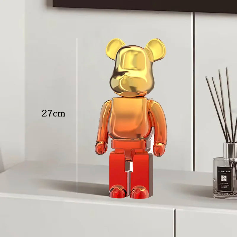 27cm Graffiti Bear Statue – Colorful Resin Paint Block Bear Decor for Home, Office & Living Room