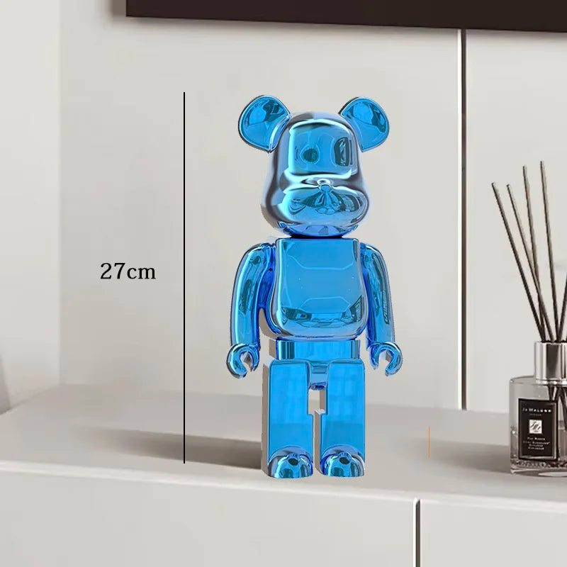 27cm Graffiti Bear Statue – Colorful Resin Paint Block Bear Decor for Home, Office & Living Room