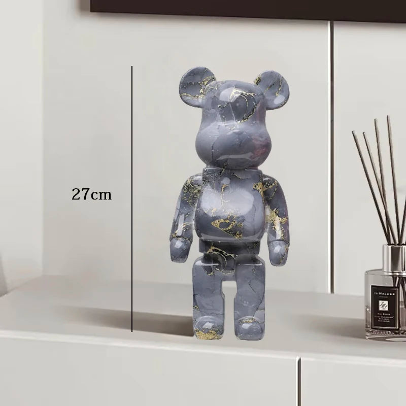 27cm Graffiti Bear Statue – Colorful Resin Paint Block Bear Decor for Home, Office & Living Room