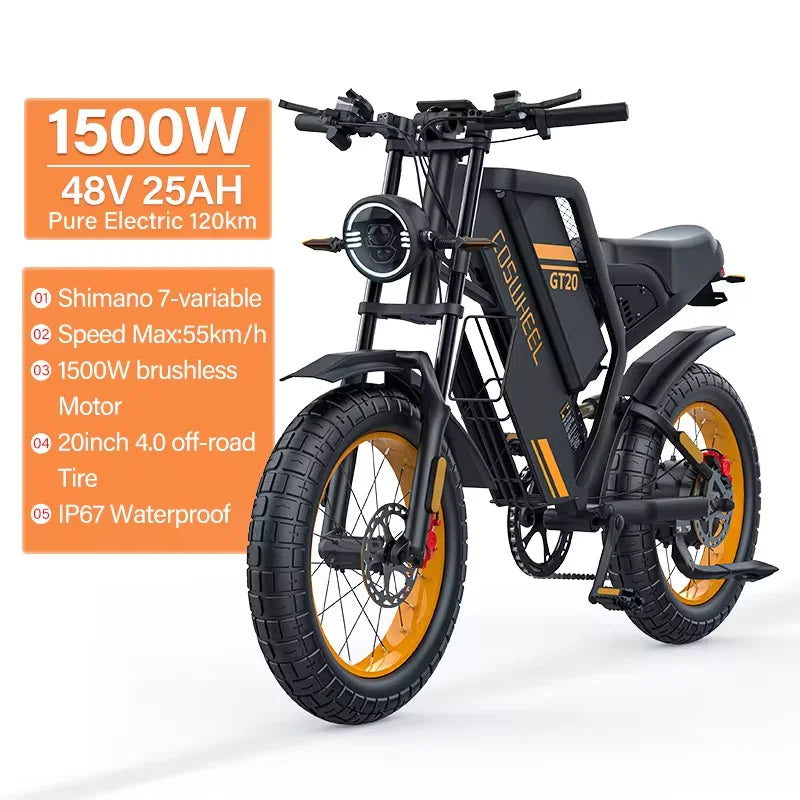 “Coswheel GT20 20” Adult Electric Mountain Bike – 48V Fat Tire eBike”