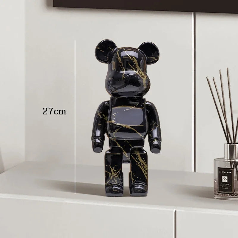 27cm Graffiti Bear Statue – Colorful Resin Paint Block Bear Decor for Home, Office & Living Room