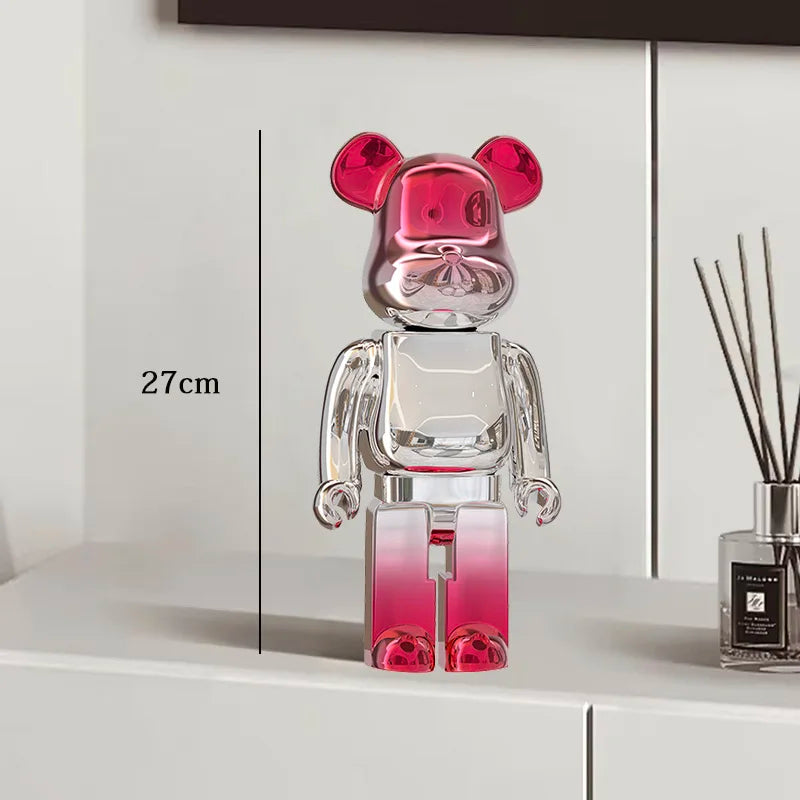 27cm Graffiti Bear Statue – Colorful Resin Paint Block Bear Decor for Home, Office & Living Room