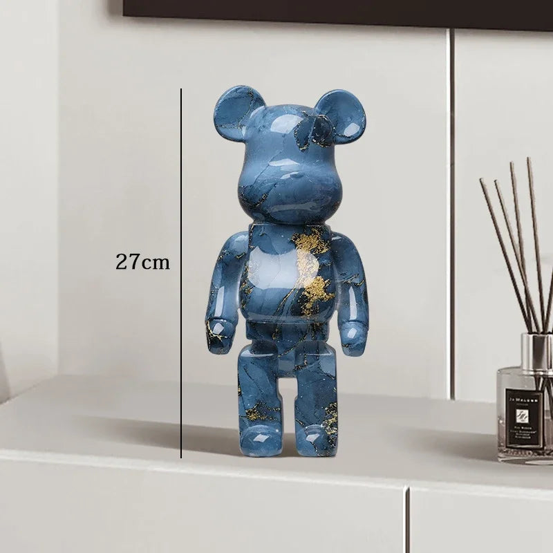 27cm Graffiti Bear Statue – Colorful Resin Paint Block Bear Decor for Home, Office & Living Room