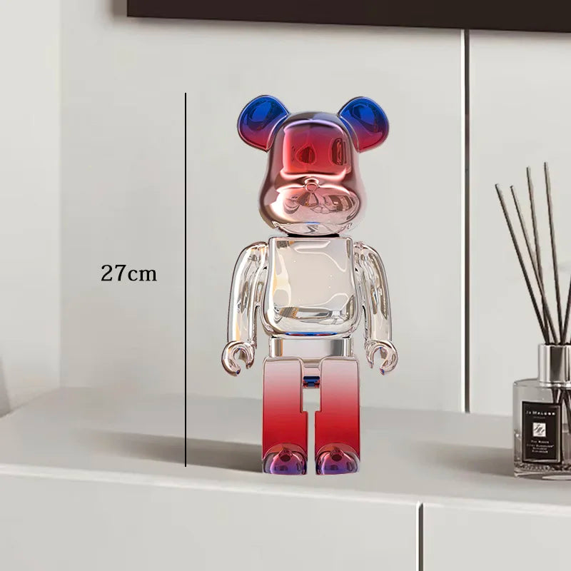 27cm Graffiti Bear Statue – Colorful Resin Paint Block Bear Decor for Home, Office & Living Room