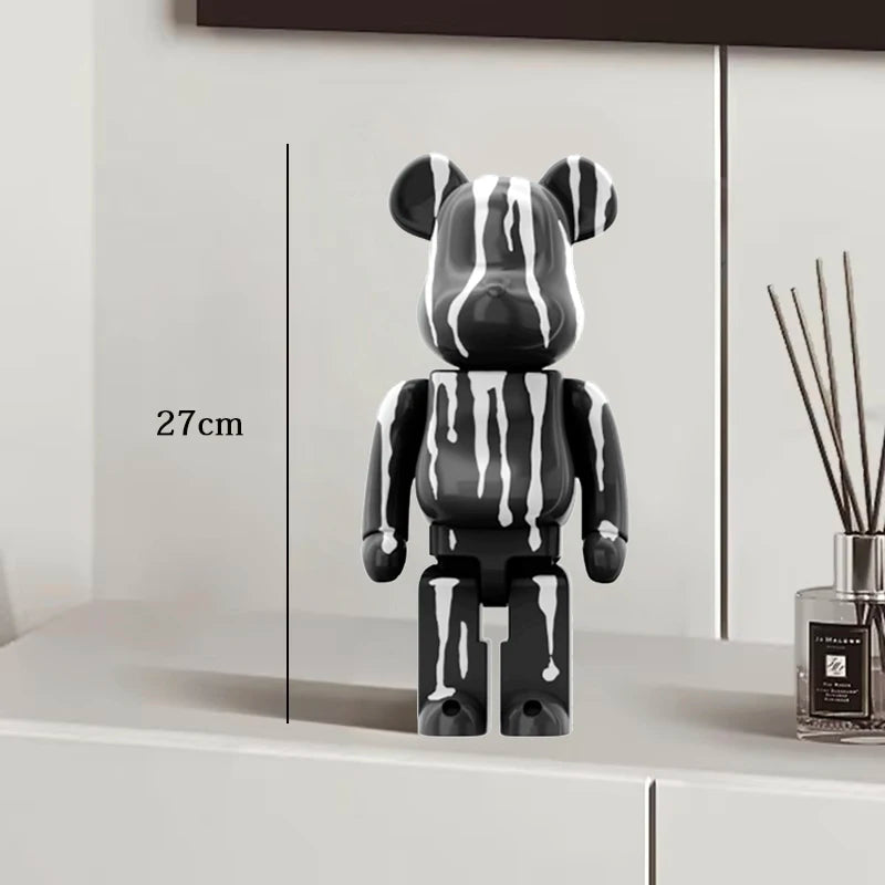 27cm Graffiti Bear Statue – Colorful Resin Paint Block Bear Decor for Home, Office & Living Room